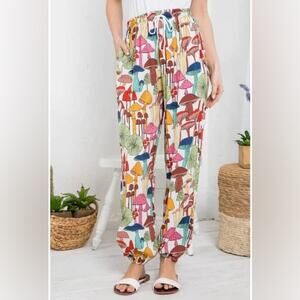 Colorful Mushroom Print Joggers